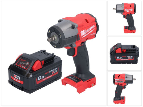 Milwaukee M18 FMTIW2F38-801 llave de impacto inalámbrica 18 V 745 Nm 3/8" sin escobillas + 1x batería 8,0 Ah - sin cargador