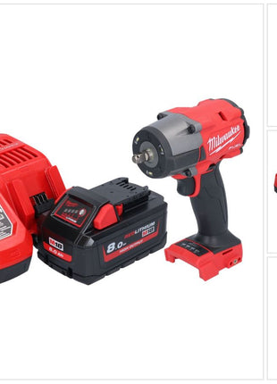 Milwaukee M18 FMTIW2F38-801 Clé à chocs sans fil 18 V 745 Nm 3/8'' Brushless + 1x batterie 8,0 Ah + chargeur