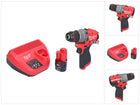 Taladro percutor inalámbrico Milwaukee M12 FPD2-201 12 V 45 Nm sin escobillas + 1x batería 2,0 Ah + cargador