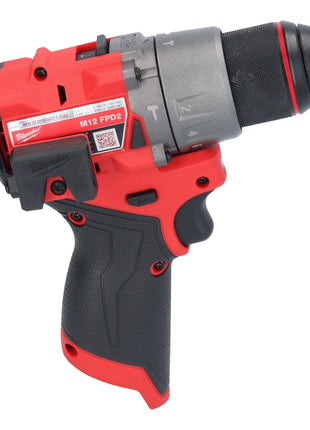 Milwaukee M12 FPD2-202 akumulatorowa wiertarka udarowa 12 V 45 Nm bezszczotkowa + 2x akumulator 2,0 Ah + ładowarka