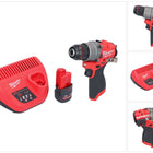 Taladro percutor inalámbrico Milwaukee M12 FPD2-251 12 V 45 Nm sin escobillas + 1x batería 2,5 Ah + cargador