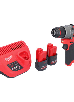 Milwaukee M12 FPD2-252 akumulatorowa wiertarka udarowa 12 V 45 Nm bezszczotkowa + 2x akumulator 2,5 Ah + ładowarka