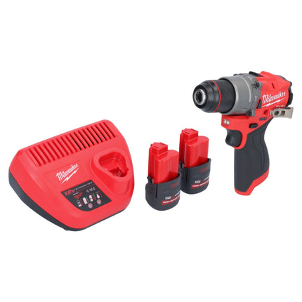 Milwaukee M12 FPD2-252 akumulatorowa wiertarka udarowa 12 V 45 Nm bezszczotkowa + 2x akumulator 2,5 Ah + ładowarka