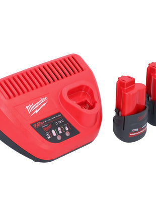 Milwaukee M12 FPD2-252 akumulatorowa wiertarka udarowa 12 V 45 Nm bezszczotkowa + 2x akumulator 2,5 Ah + ładowarka