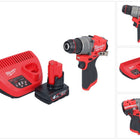 Taladro percutor inalámbrico Milwaukee M12 FPD2-401 12 V 45 Nm sin escobillas + 1x batería 4,0 Ah + cargador