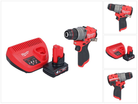 Milwaukee M12 FPD2-401 akumulatorowa wiertarka udarowa 12 V 45 Nm bezszczotkowa + 1x akumulator 4,0 Ah + ładowarka