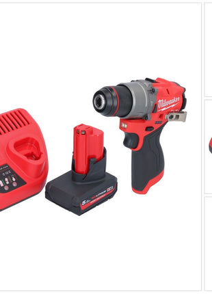 Milwaukee M12 FPD2-501 akumulatorowa wiertarka udarowa 12 V 45 Nm bezszczotkowa + 1x akumulator 5,0 Ah + ładowarka