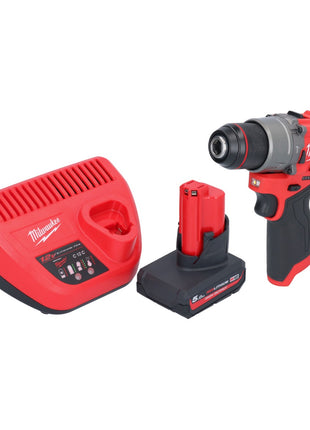 Taladro percutor inalámbrico Milwaukee M12 FPD2-501 12 V 45 Nm sin escobillas + 1x batería 5,0 Ah + cargador