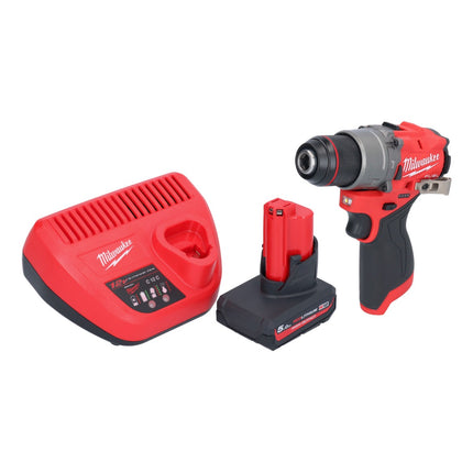 Milwaukee M12 FPD2-501 akumulatorowa wiertarka udarowa 12 V 45 Nm bezszczotkowa + 1x akumulator 5,0 Ah + ładowarka