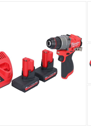 Perceuse à percussion sans fil Milwaukee M12 FPD2-502 12 V 45 Nm sans balais + 2 batteries 5,0 Ah + chargeur