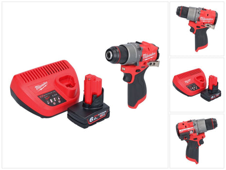 Perceuse à percussion sans fil Milwaukee M12 FPD2-601 12 V 45 Nm sans balais + 1 batterie 6,0 Ah + chargeur