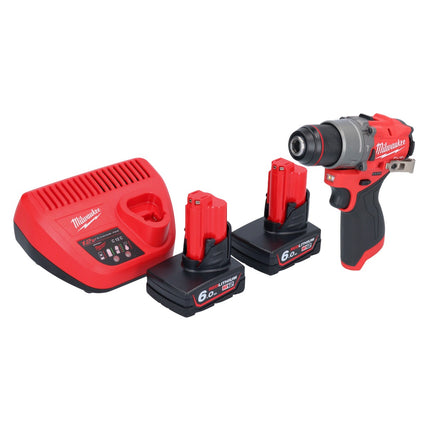 Milwaukee M12 FPD2-602 akumulatorowa wiertarka udarowa 12 V 45 Nm bezszczotkowa + 2x akumulator 6,0 Ah + ładowarka