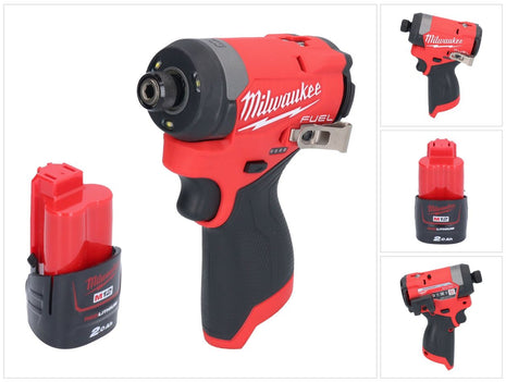 Llave de impacto a batería Milwaukee M12 FID2-201 12 V 170 Nm 1/4" sin escobillas + 1x batería 2,0 Ah - sin cargador