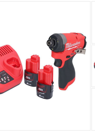 Milwaukee M12 FID2-202 akumulatorowy klucz udarowy 12 V 170 Nm 1/4" bezszczotkowy + 2x akumulator 2,0 Ah + ładowarka