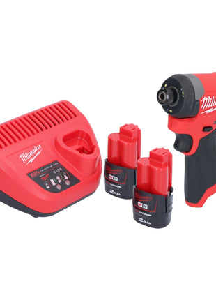 Milwaukee M12 FID2-202 akumulatorowy klucz udarowy 12 V 170 Nm 1/4" bezszczotkowy + 2x akumulator 2,0 Ah + ładowarka