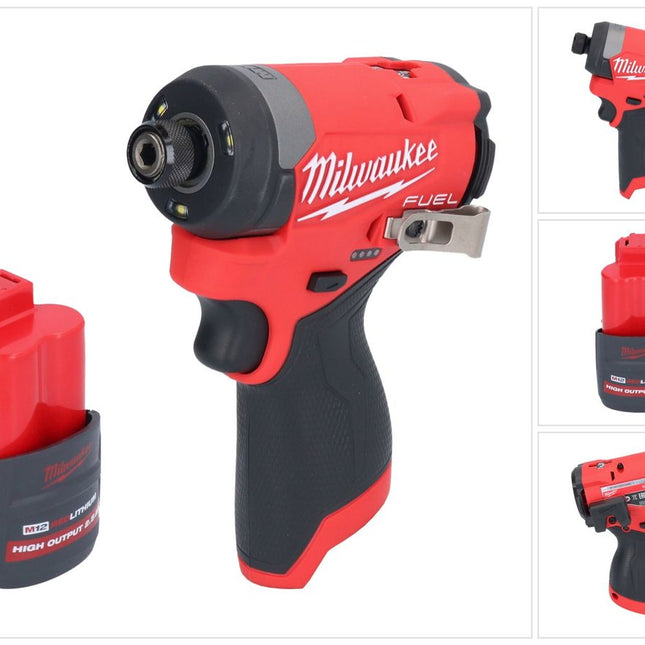 Llave de impacto sin cable Milwaukee M12 FID2-251 12 V 170 Nm 1/4" sin escobillas + 1x batería recargable 2,5 Ah - sin cargador