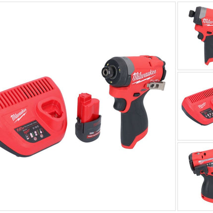 Llave de impacto a batería Milwaukee M12 FID2-251 12 V 170 Nm 1/4" sin escobillas + 1x batería 2,5 Ah + cargador