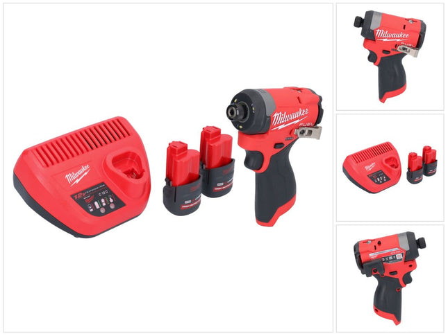 Llave de impacto a batería Milwaukee M12 FID2-252 12 V 170 Nm 1/4" sin escobillas + 2x baterías 2,5 Ah + cargador