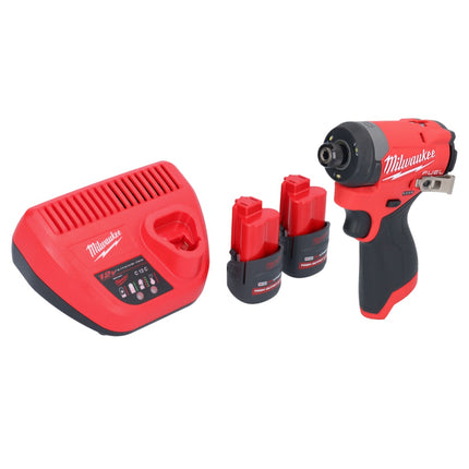 Llave de impacto a batería Milwaukee M12 FID2-252 12 V 170 Nm 1/4" sin escobillas + 2x baterías 2,5 Ah + cargador
