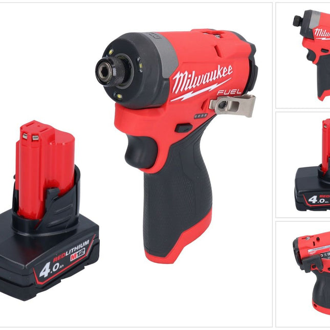 Llave de impacto a batería Milwaukee M12 FID2-401 12 V 170 Nm 1/4" sin escobillas + 1x batería 4,0 Ah - sin cargador