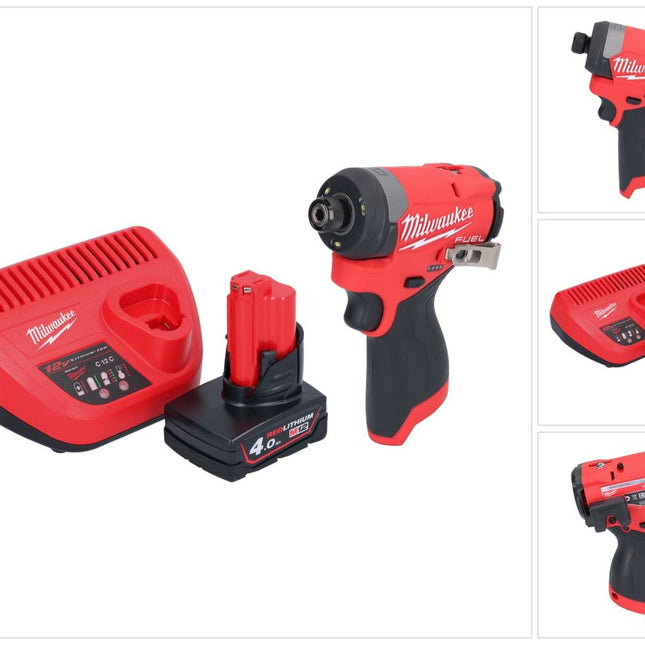 Llave de impacto a batería Milwaukee M12 FID2-401 12 V 170 Nm 1/4" sin escobillas + 1x batería 4,0 Ah + cargador