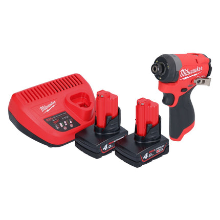 Llave de impacto a batería Milwaukee M12 FID2-402 12 V 170 Nm 1/4" sin escobillas + 2x batería 4,0 Ah + cargador
