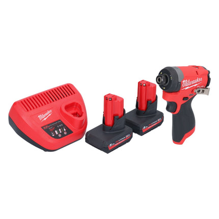 Llave de impacto a batería Milwaukee M12 FID2-502 12 V 170 Nm 1/4" sin escobillas + 2x baterías 5,0 Ah + cargador