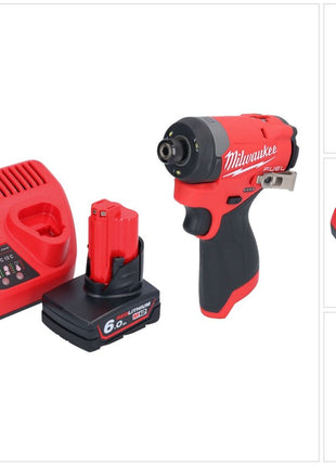 Milwaukee M12 FID2-601 akumulatorowy klucz udarowy 12 V 170 Nm 1/4" bezszczotkowy + 1x akumulator 6,0 Ah + ładowarka