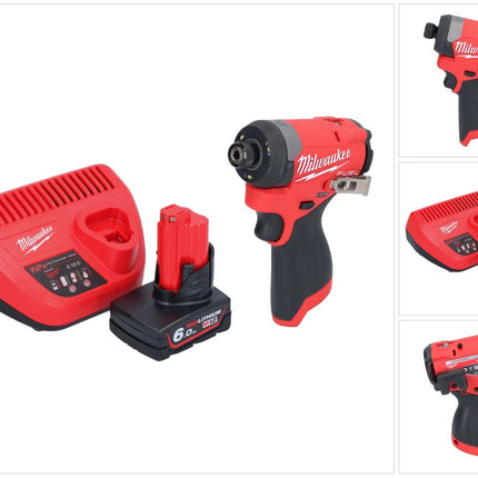 Llave de impacto a batería Milwaukee M12 FID2-601 12 V 170 Nm 1/4" sin escobillas + 1x batería 6,0 Ah + cargador