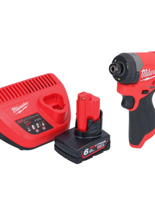 Milwaukee M12 FID2-601 akumulatorowy klucz udarowy 12 V 170 Nm 1/4" bezszczotkowy + 1x akumulator 6,0 Ah + ładowarka