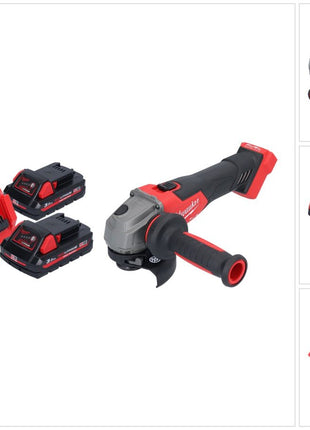 Amoladora angular a batería Milwaukee M18 FSAG115X-302 18 V 115 mm sin escobillas + 2x baterías 3,0 Ah + cargador