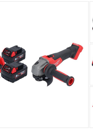 Amoladora angular a batería Milwaukee M18 FSAG115X-502 18 V 115 mm sin escobillas + 2x baterías 5,0 Ah + cargador