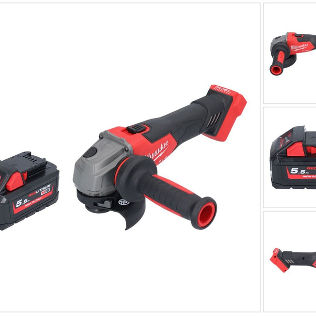 Amoladora angular a batería Milwaukee M18 FSAG115X-551 18 V 115 mm sin escobillas + 1x batería 5,5 Ah - sin cargador