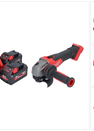 Amoladora angular a batería Milwaukee M18 FSAG115X-552 18 V 115 mm sin escobillas + 2x baterías 5,5 Ah + cargador