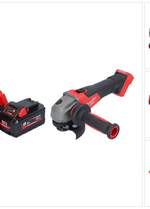 Amoladora angular a batería Milwaukee M18 FSAG115X-801 18 V 115 mm sin escobillas + 1x batería 8,0 Ah + cargador