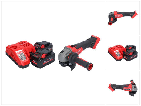 Amoladora angular a batería Milwaukee M18 FSAG115X-802 18 V 115 mm sin escobillas + 2x baterías 8,0 Ah + cargador