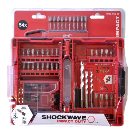 Jeu d'embouts et forets Milwaukee Shockwave 54 pièces (4932479855) Phillips / Pozidriv / Torx / Hex / Fente