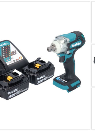 Makita DTW 301 RF Atornillador de impacto inalámbrico 18 V 330 Nm 1/2" sin escobillas + 2x baterías 3,0 Ah + cargador