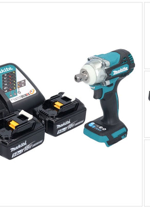 Makita DTW 301 RT Akku Schlagschrauber 18 V 330 Nm 1/2" Brushless + 2x Akku 5,0 Ah + Ladegerät