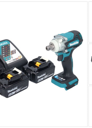 Makita DTW 301 RG Atornillador de impacto inalámbrico 18 V 330 Nm 1/2" sin escobillas + 2x baterías 6,0 Ah + cargador