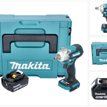 Makita DTW 301 T1J Clé à choc sans fil 18 V 330 Nm 1/2" Brushless + 1x batterie 5,0 Ah + Makpac - sans chargeur