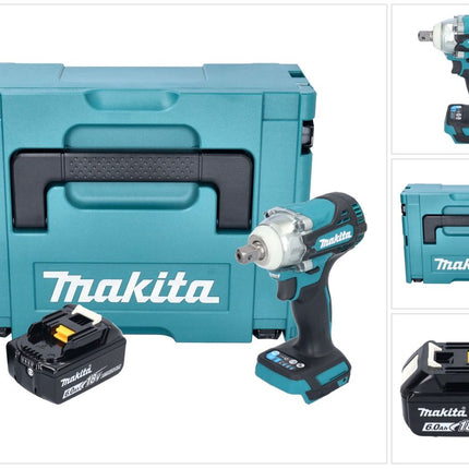 Makita DTW 301 G1J cordless impact wrench 18 V 330 Nm 1/2" brushless + 1x rechargeable battery 6.0 Ah + Makpac - without charger