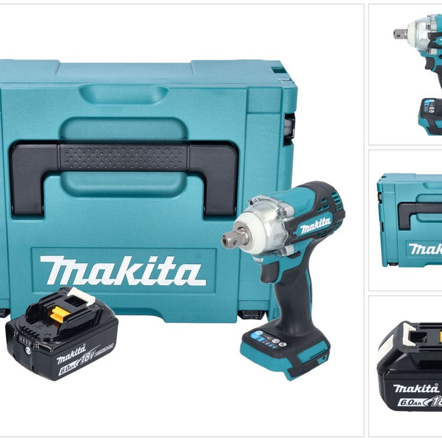 Makita DTW 301 G1J cordless impact wrench 18 V 330 Nm 1/2" brushless + 1x rechargeable battery 6.0 Ah + Makpac - without charger
