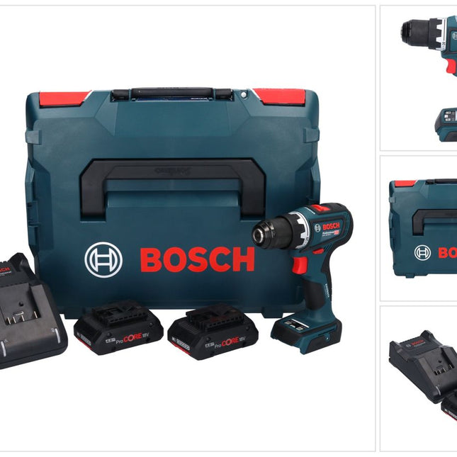 Bosch GSR 18V-90 C Profesjonalna akumulatorowa wiertarko-wkrętarka 18 V 64 Nm bezszczotkowa ( 06019K6004 ) + 2x akumulator ProCORE 4,0 Ah + ładowarka + L-Boxx