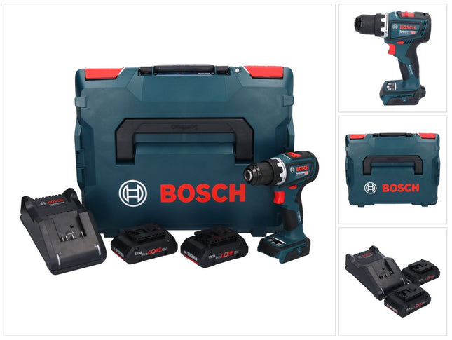 Bosch GSR 18V-90 C Taladro atornillador profesional a batería 18 V 64 Nm sin escobillas ( 06019K6004 ) + 2x acumulador ProCORE 4,0 Ah + cargador + L-Boxx