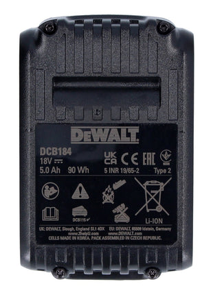 Batería DeWalt DCB 184 P4 18 V 5,0 Ah / 5000 mAh 4 piezas XR Li-Ion - con indicador de nivel de carga.