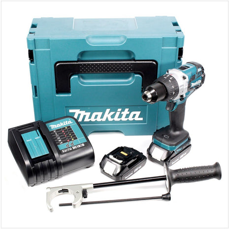 Makita DHP 481 SAJ Akku Schlagbohrschrauber 18 V 115 Nm Brushless + 2x Akku 2,0 Ah + Ladegerät + Makpac - Toolbrothers