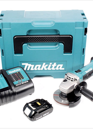 Makita DGA 452 SA1J Akku Winkelschleifer 18 V 115 mm + 1x Akku 2,0 Ah + Ladegerät + Makpac - Toolbrothers