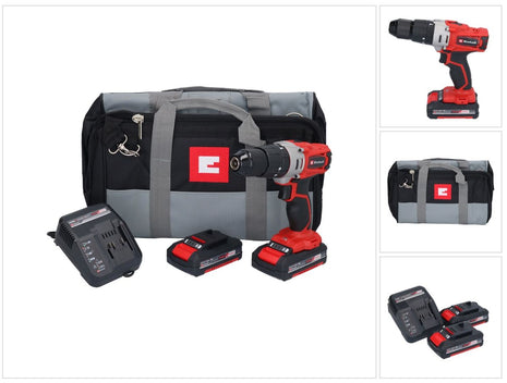 Einhell TE-CD 18/2 Li-Kit Perceuse-visseuse à percussion sans fil 18 V 44 Nm + 2x batterie 1,5 Ah + chargeur + étui