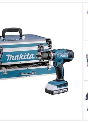 Makita HP 488 D009 Perceuse-visseuse à percussion sans fil 18 V 42 Nm série G + 2x batterie 1,5 Ah + chargeur + 70 pcs. d'accessoires + Coffret